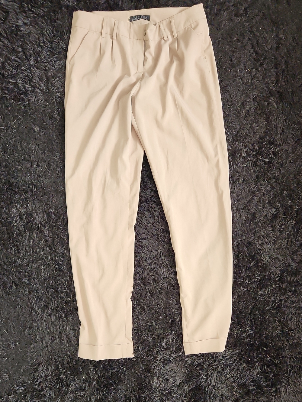 Women’s Love Culture Cream Dress Pants, Cuffed Bottoms